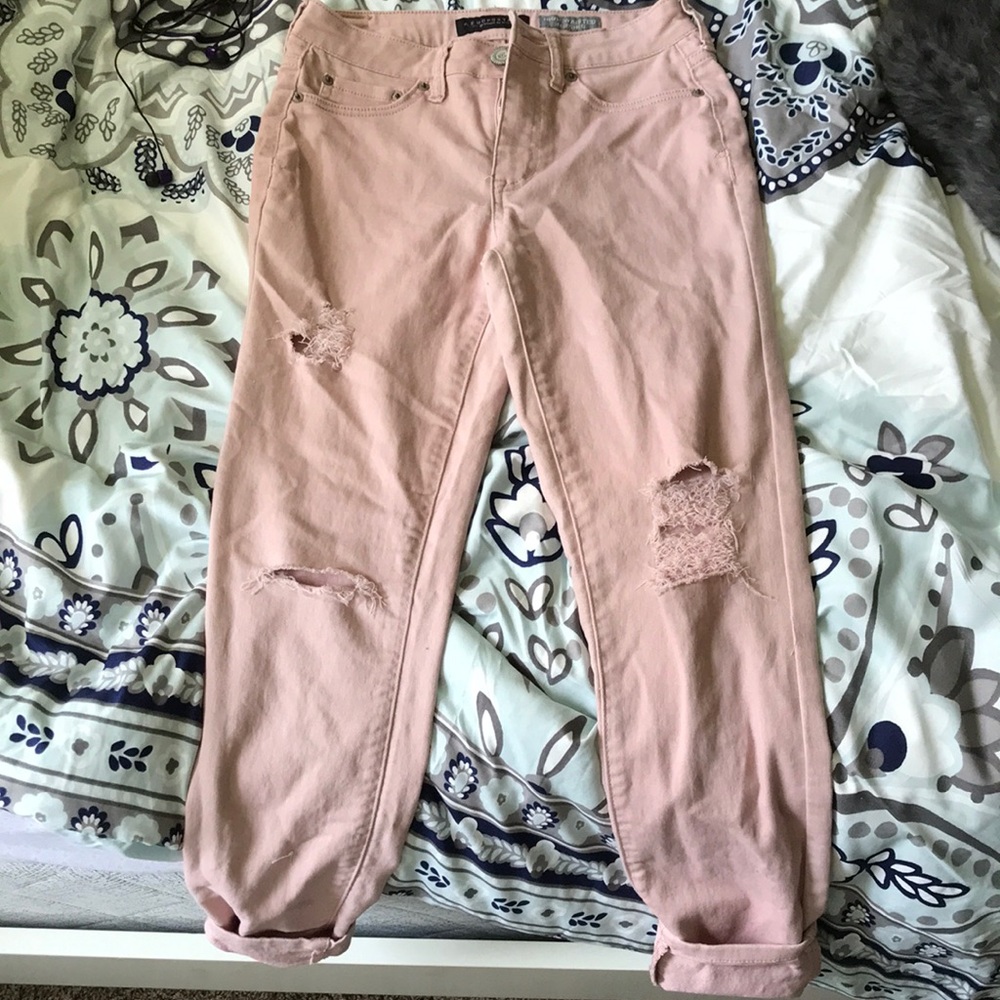 Pink ripped jeans